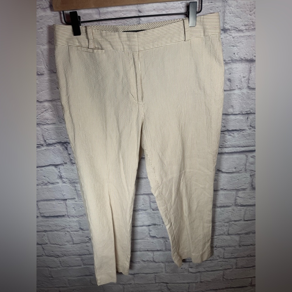 Talbots white and tan Striped Pants women’s size 6‎ curvy